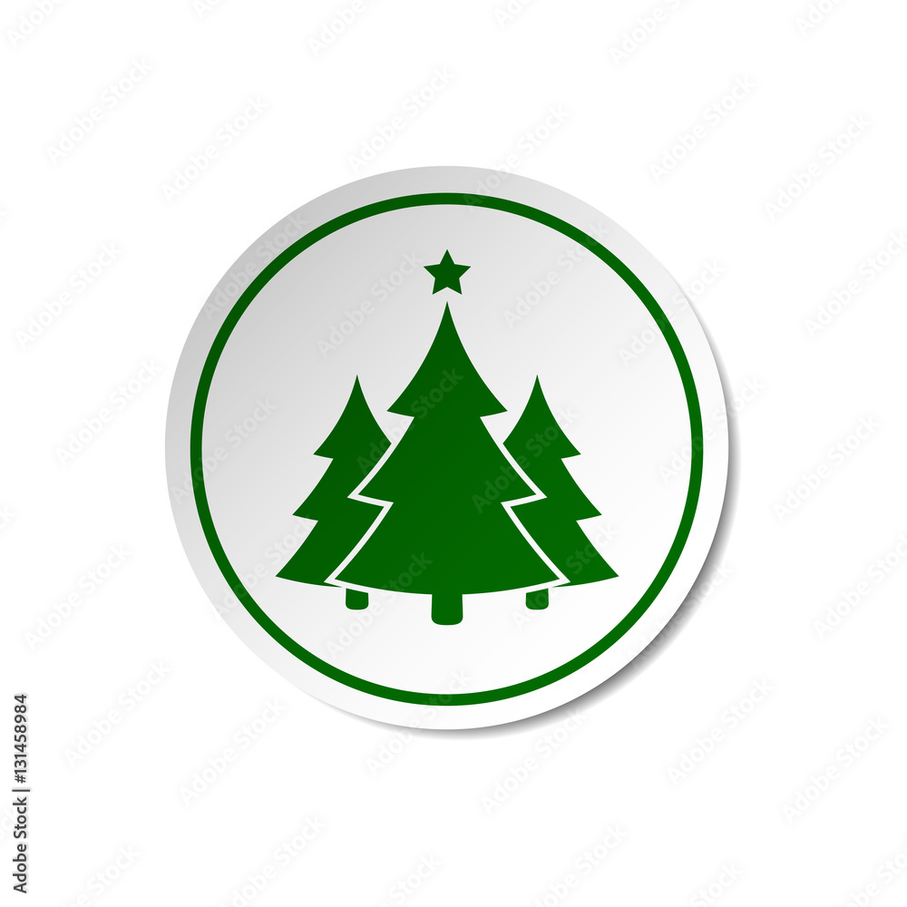 Christmas tree badge emblem icon, vector simple design. Green sticker symbol of fir-tree. Christmas tree badge emblem icon, vector simple design. Green sticker symbol of fir-tree.