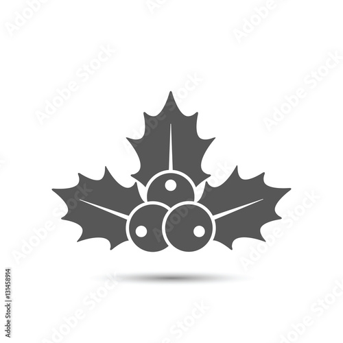 Christmas holly berries icon, vector. Simple mistletoe decorative illustration.