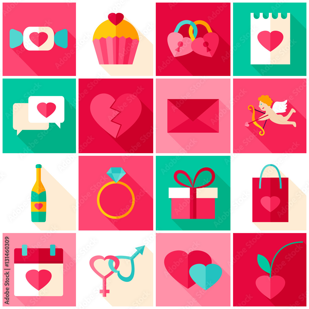Happy Valentines Day Colorful Icons Happy Valentines Day Colorful Icons
