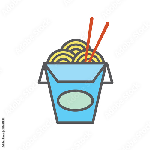 Chinese or Asian TakeOut Box with Noodles 