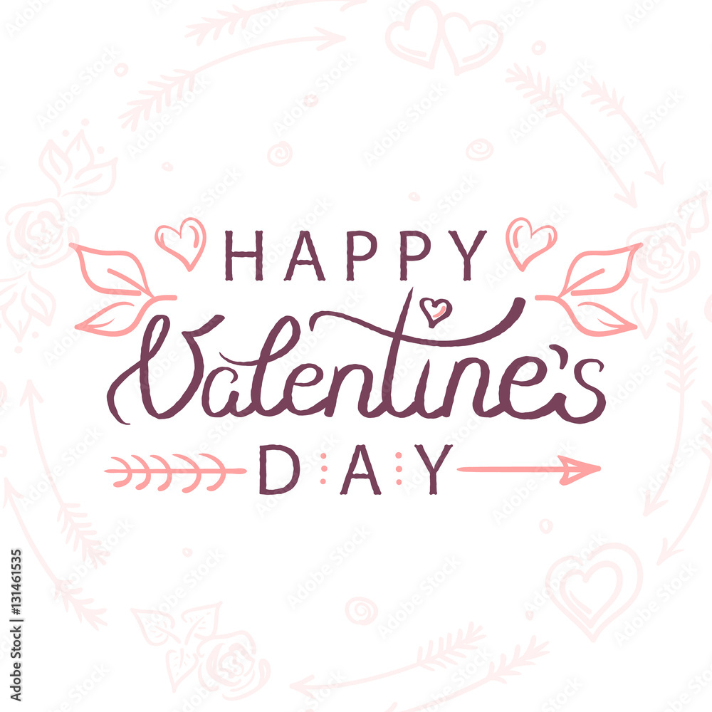 Vector illustration of hand drawn valentines day greeting card