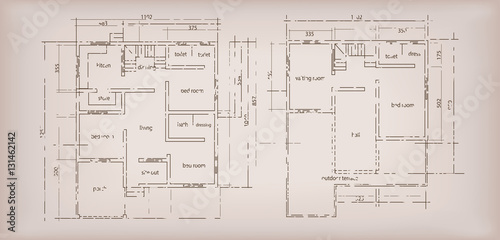 House building structure sketch plan drawing vintage background