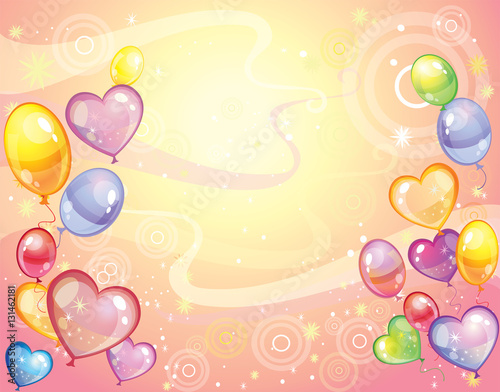 Background with balloons_rose