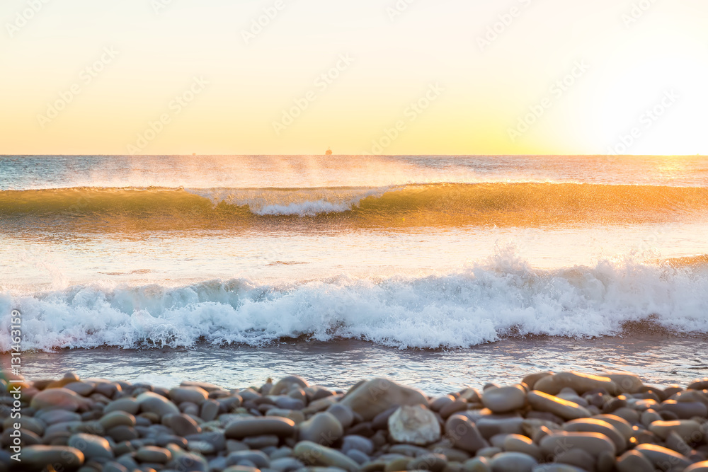 Waves and sunset Waves and sunset