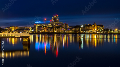 Night Time Lights, Victoria Inner Harbour, BC Canada photo