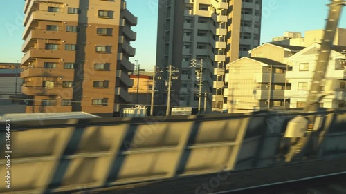 Window view from Shinkansen(high speed bullet train)