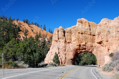 Garfield County Utah Road Tunnels Through A Large Rock
