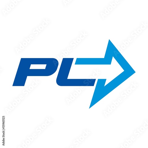 p and l logo vector with arrow symbol.