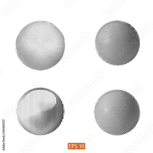 Set of Abstract spiral element. Swirling, twirling shape. Vector. No gradient