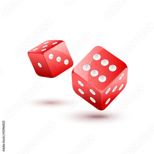 Dice vector design isolated on white. Two dice casino gambling template concept. Casino background