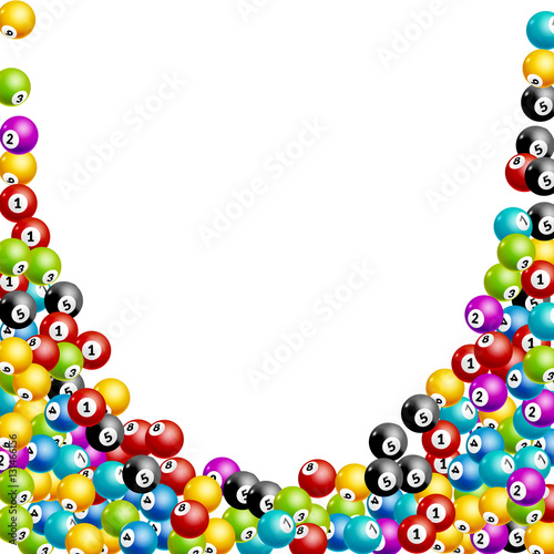 Bingo lottery balls numbers background. Lottery game balls. Lotto winner. Falling balls template