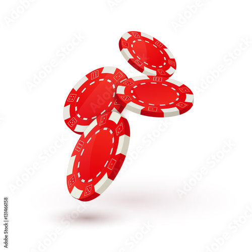 Poker chips design template. Chips falling dawn. Poker gambler design concept