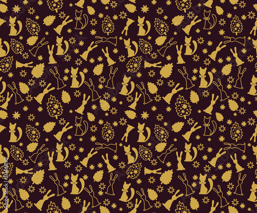 Cute seamless pattern with silhouettes. For a nice holiday design.