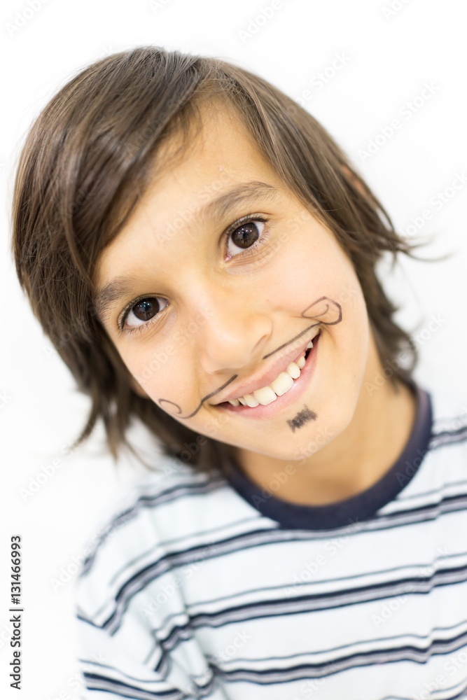 Cute boy with mustache and beard draw painting Cute boy with mustache and beard draw painting