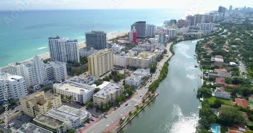 Aerial video of Miami Beach Indian Creek and 41st Street photo