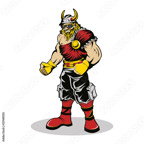 viking mythology warrior cartoon character with cool glasses