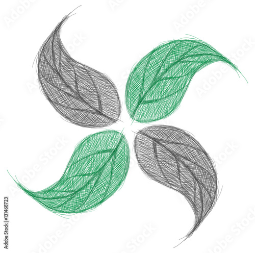 LEAVES GREEN AND GRAY ILLUSTRATION DRAW photo