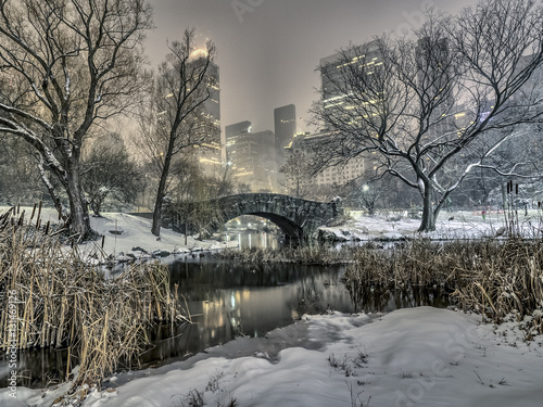 Foto Gapstow bridge Central Park, New York City at night