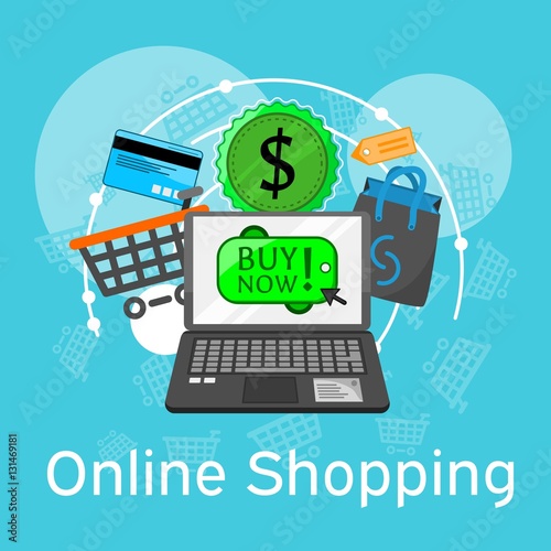 online shopping with laptop