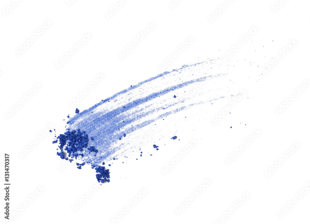Blue color eye shadow brush stroke on background