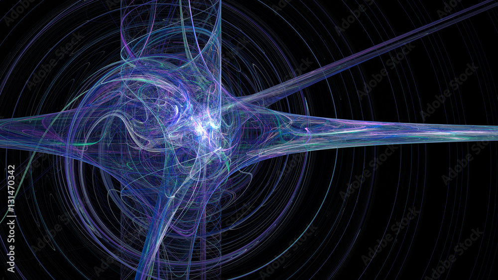 Fototapeta premium Blue curves and waves abstract background