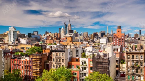 New York City time lapse skyline from the Lower East Side towards midtown Manhattan. photo