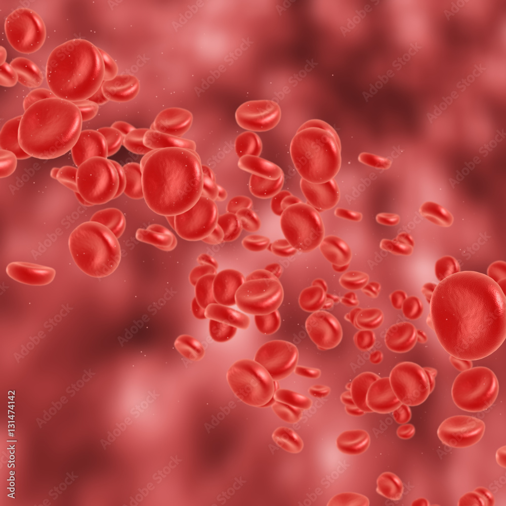Red blood cell flowing in vein or artery. 3d render. Healthcare and medical zoom concept. Red blood cell flowing in vein or artery. 3d render. Healthcare and medical zoom concept.