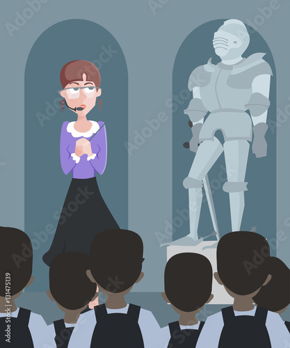 tour of the history museum vector cartoon