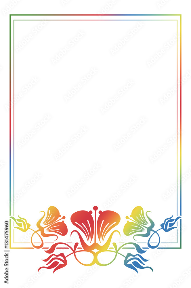 Obraz premium Beautiful floral frame with gradient fill. 