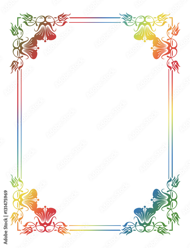 Obraz premium Beautiful floral frame with gradient fill. 