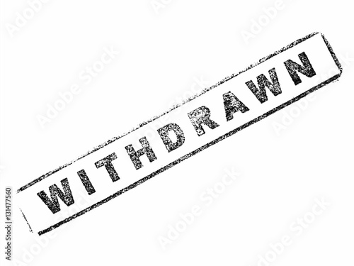 Withdrawn stamp on paper isolated over white