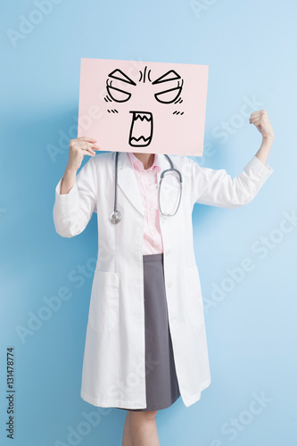 woman doctor take angry billboard