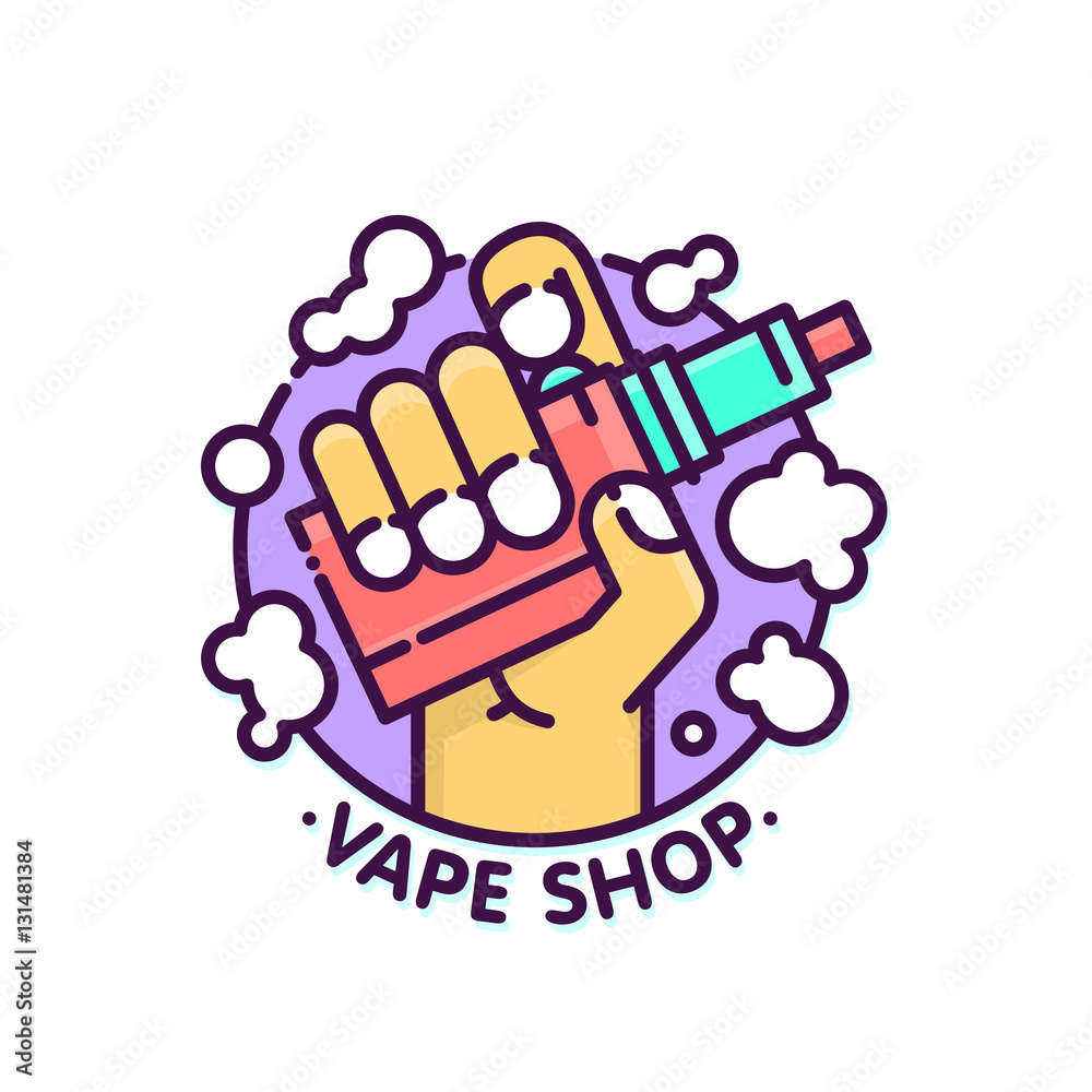 Vape shop cloudy logo vector template in graphic style Stock Vector | Adobe  Stock
