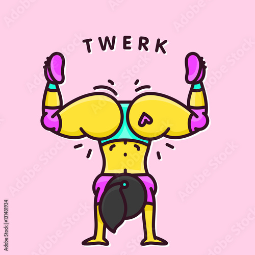 Cartoon Style Girl Twerking In Hand Stand Position Vector Illustration Stock Vector Adobe Stock