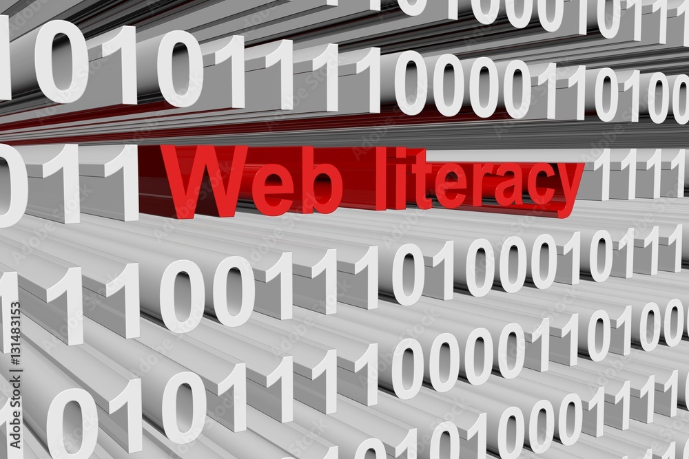 Web literacy in the form of binary code, 3D illustration