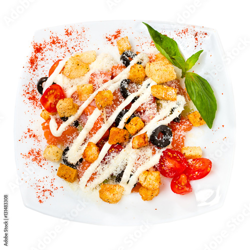 fresh vegetable salad isolated on white