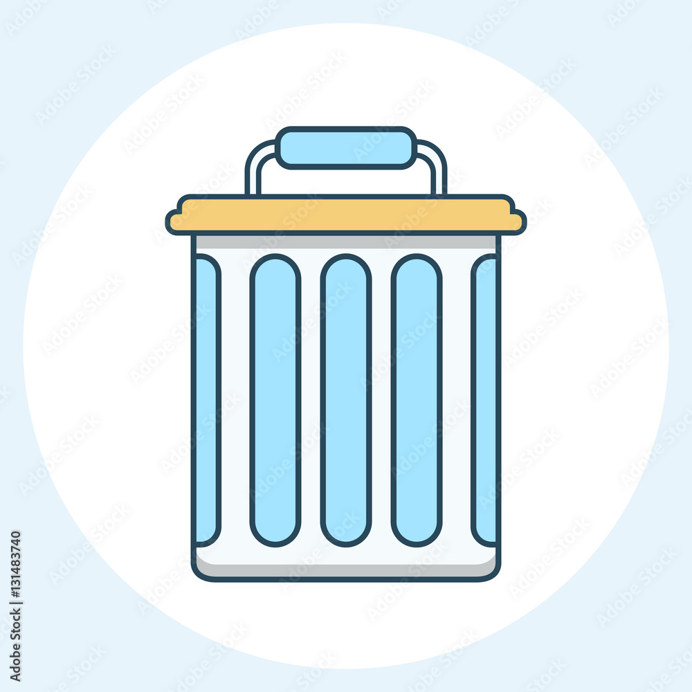 Trash basket flat line icon. Trash basket flat line icon.