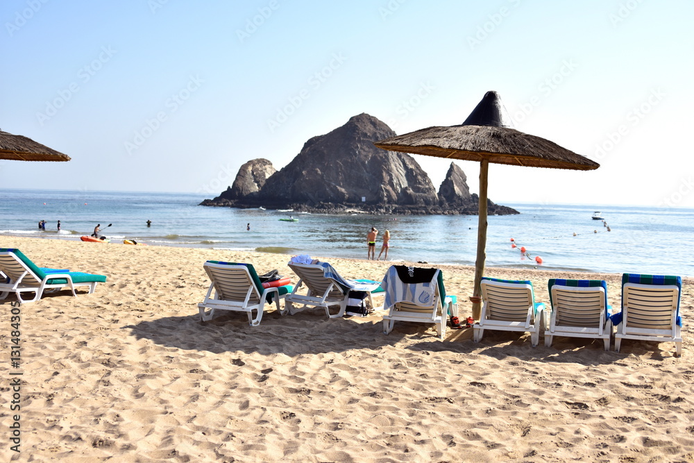 Naklejka premium Sandy beach, Al Aqah beach, Fujairah, United Arab Emirates