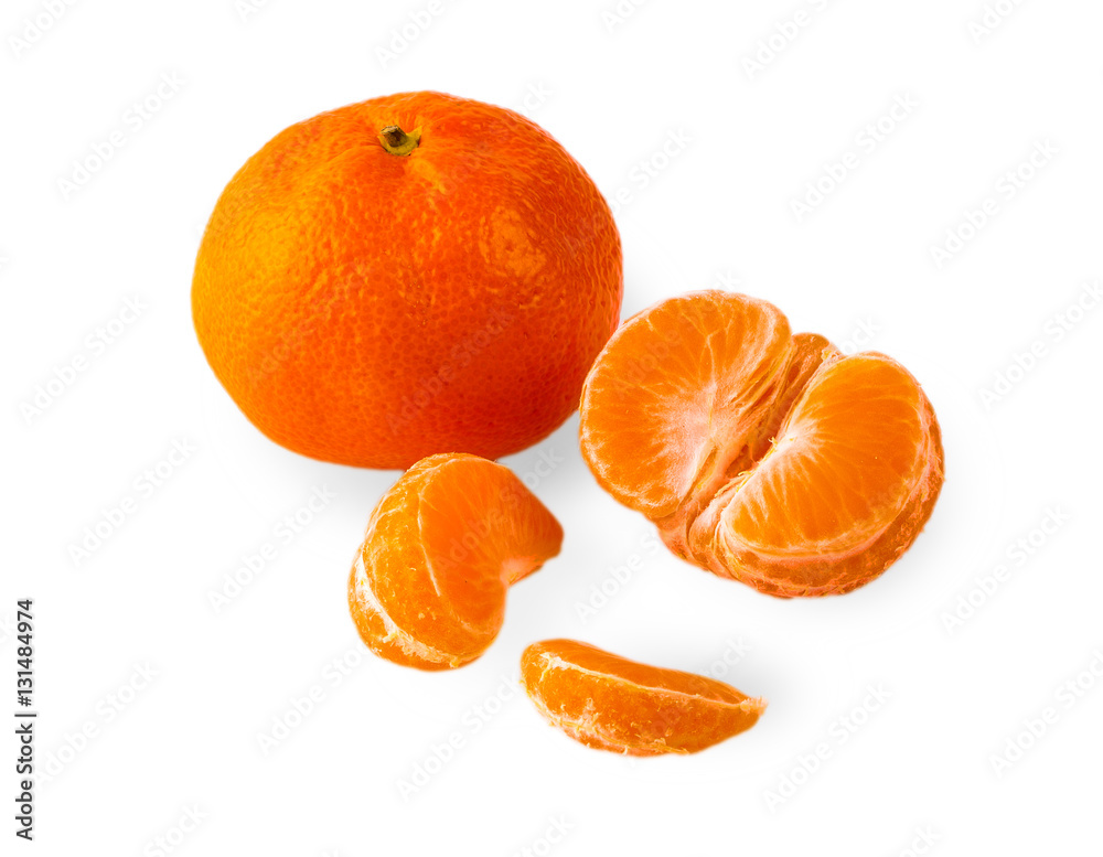 Ripe mandarines close-up on a white background Ripe mandarines close-up on a white background