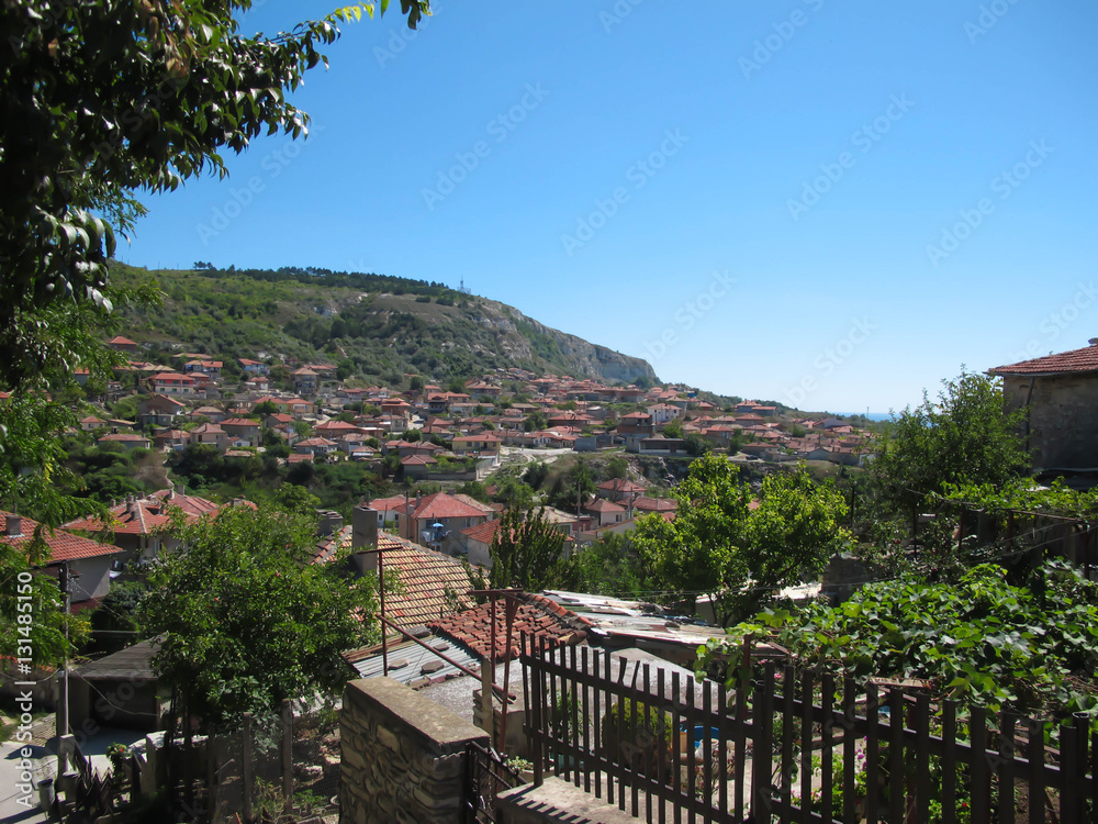 View from above on the old city. Red roofs of Balchik, Bulgaria