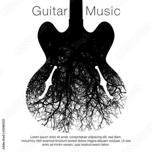 A stunning image of a guitar and tree for print or web    