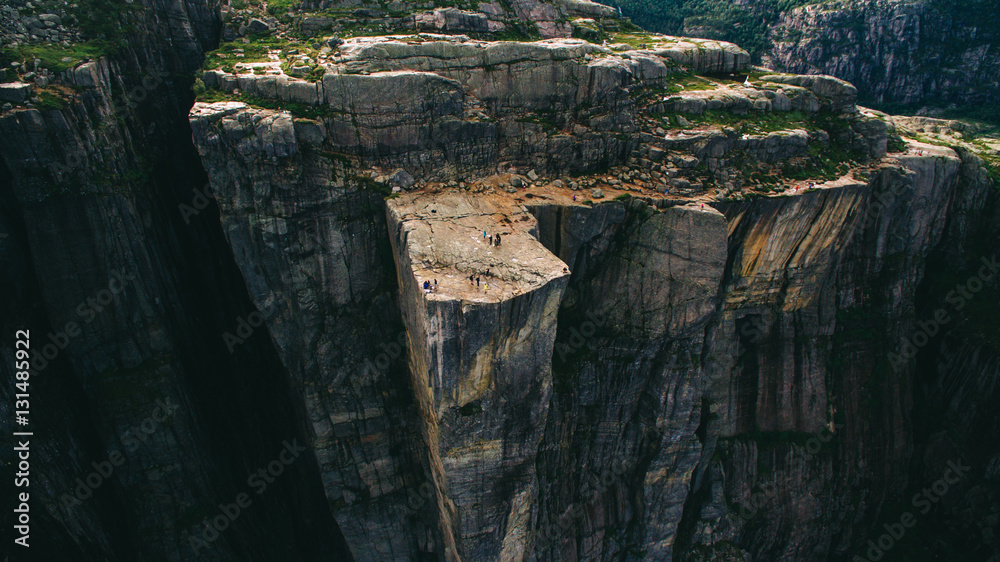 Fototapeta premium Cliff Preikestolen at fjord Lysefjord - Norway - nature and trav