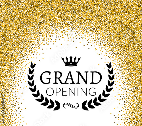 Grand Opening ceremony background. Golden dust particles