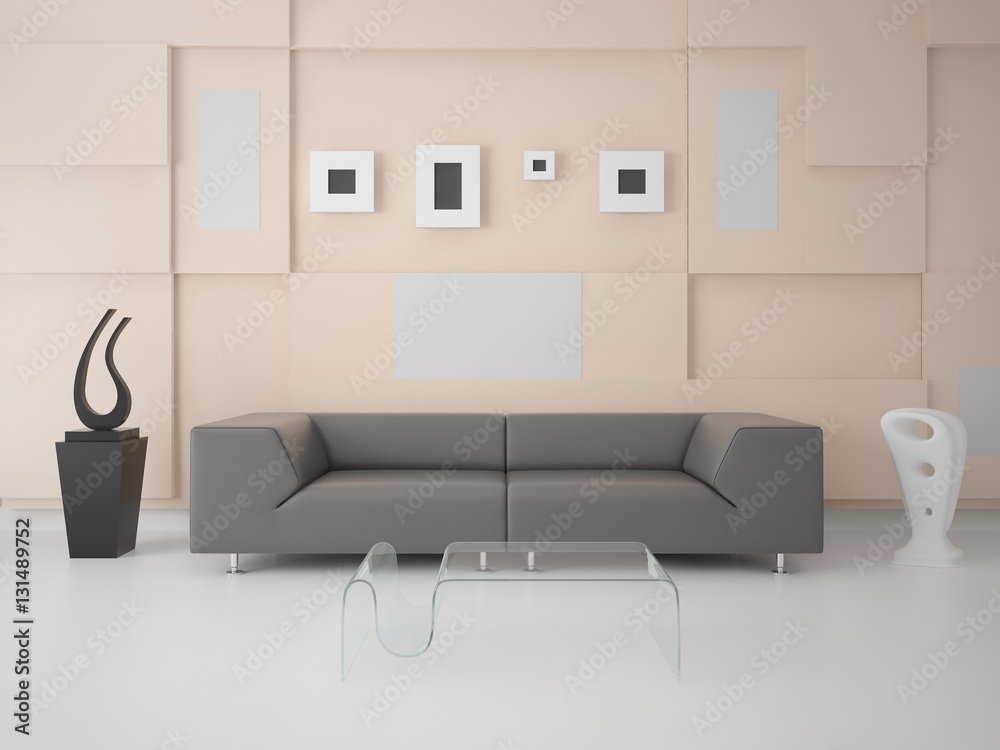Sophistication hi-tech style living room with a stylish sofa. Sophistication hi-tech style living room with a stylish sofa.