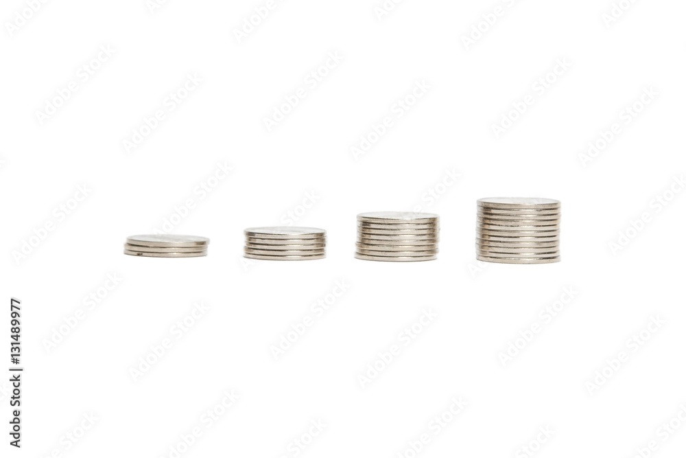 Chart of Coins on White Background