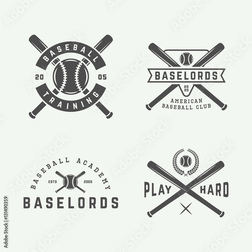 Vintage baseball logos, emblems, badges and design elements. 