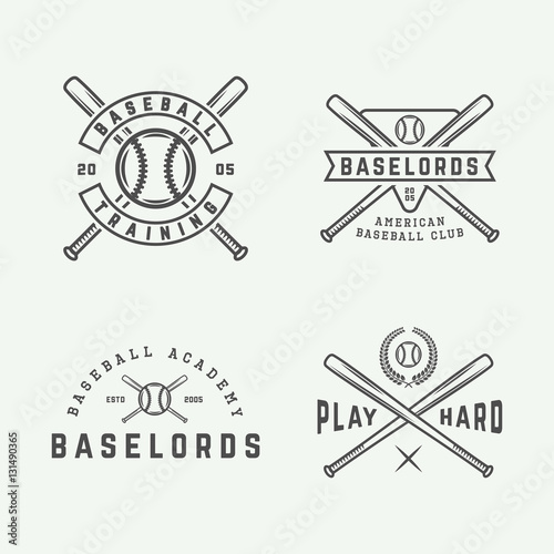 Set of vintage baseball logos, emblems, badges 