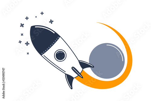 Cartoon rocket in space