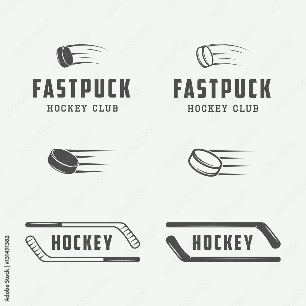 Fototapeta premium Set of vintage hockey emblems, logos, badges, labels
