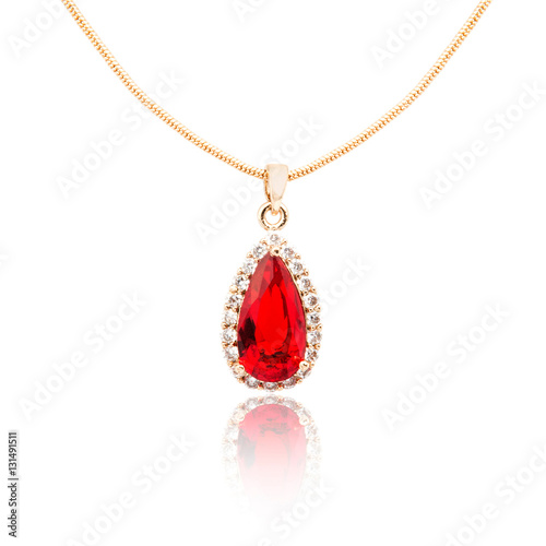 Ruby pendant isolated on white